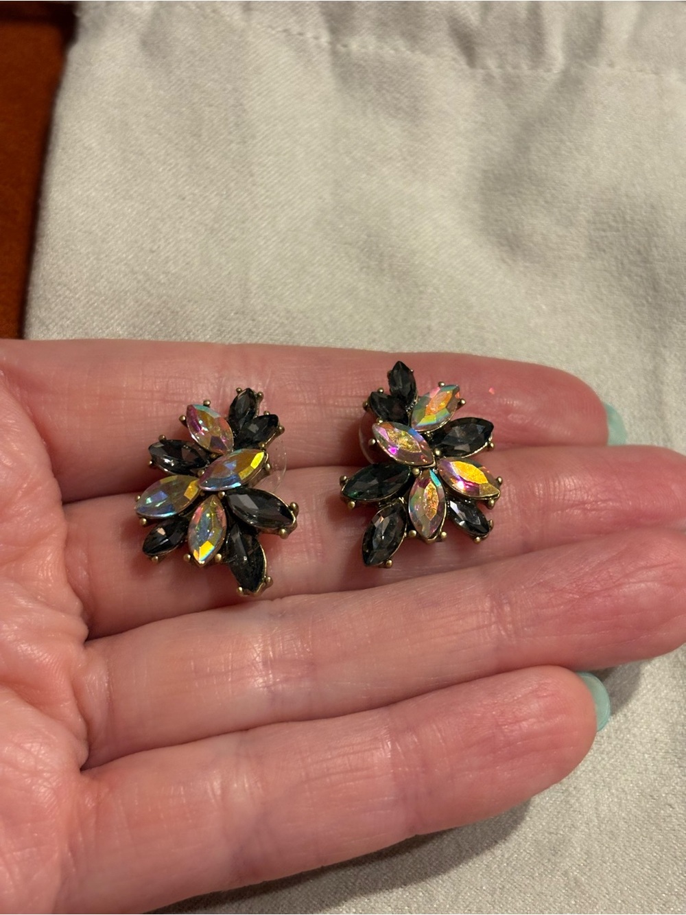 J. Crew Iridescent and Black Crystal Stud Earrings - Picture 2 of 6
